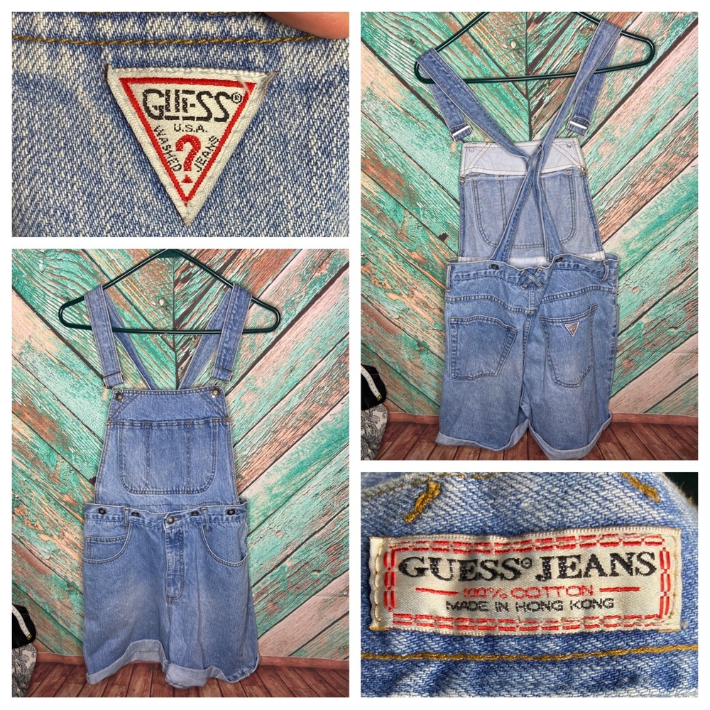 Rare Vintage Y2K Guess Made In Hong King Shortalls Convertible Overall Shorts